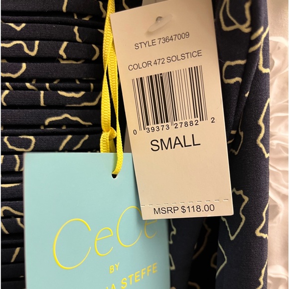 NWT CeCe by Cynthia Steffe Navy long sleeve dress size Small - Picture 6 of 6